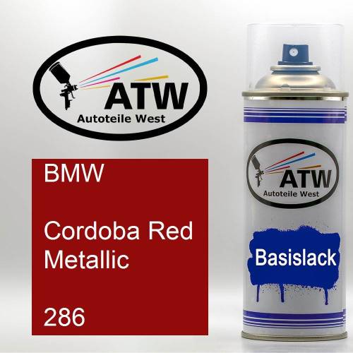 BMW, Cordoba Red Metallic, 286: 400ml Sprühdose, von ATW Autoteile West.